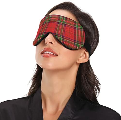 Унисекс Маска за сън, За очи и Червено с Шотландски Модел Нощен Маска За Сън Удобна Маска за сън, За очите