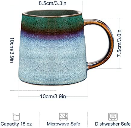 Голяма керамична Кафеена чаша Seceles обем от 15 грама, Голяма Чаена чаша ръчна изработка за офиса и дома, Може да се