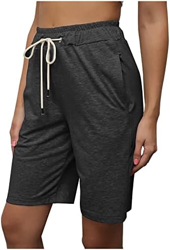 Дамски ежедневни панталони-бермуди, с дължина на спортно коляното еластичен колан бягане тренировка шорти, бельо от памук