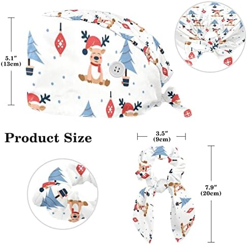 Коледна Работна Шапка на Дядо Коледа с Бутони, Регулируемо Пищната Шапка Унисекс, Шапчица-Търкане с Лък за Коса