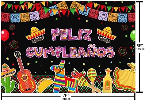 SENDY 7x5ft Фелиз Кумплеаньос Фон Мексиканска Фиеста честит Рожден Ден Украса За Парти Доставка на Балони С Кактуси Мексико