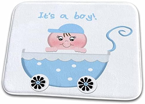 3dRose Сладко детска количка-бебешка количка в синята грах Its a Boy - Подложки За сушене на чинии (ddm-155269-1)