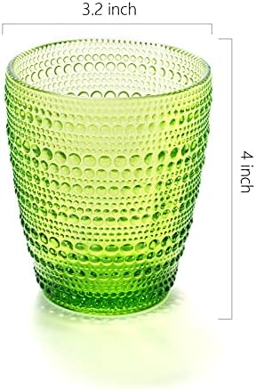 TIMEFOTO Чаши за пиене Комплект от 4 Цветни Стъклени Чаши Тежка Реколта Посуда 10 Грама за вода, Сок, Мляко