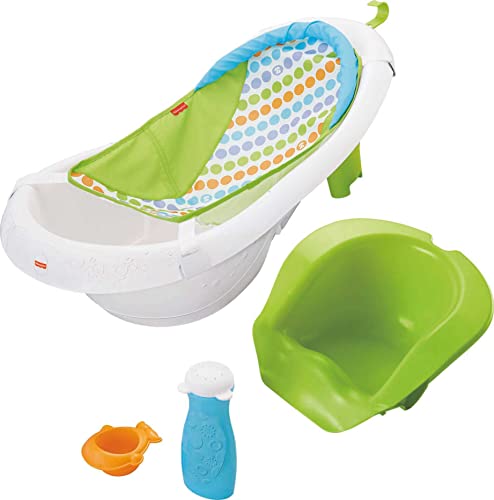Детска вана за къпане за деца Fisher-Price, 4 В 1, Прашка е със седалка, с Подвижна поставка за бебета и 2 детски Играчки,
