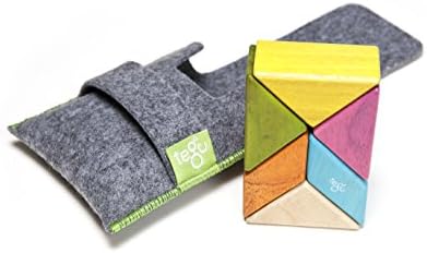 Комплект Магнитни Дървени Блокове Tegu Pocket Pouch Prism от 6 части, Нюанси