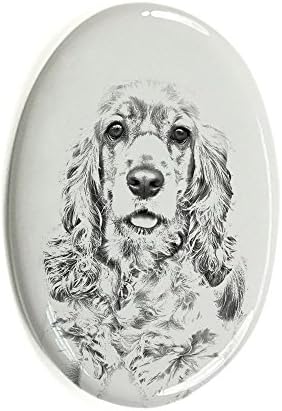 Американски кокер-шпаньол, Овално Надгробен камък от Керамични Плочки с Изображение на Куче