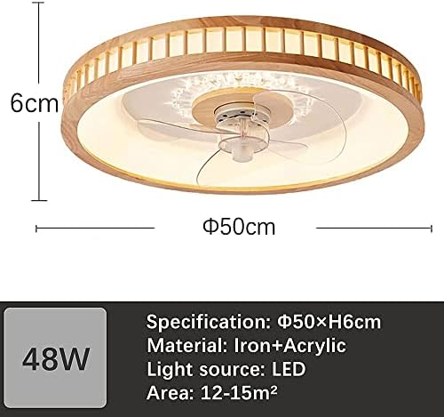 CCTUNG 19,7 Тънък Вътрешен Вентилатор на Тавана от Дъб с Дистанционно Управление, Модерен Минималистичен Вентилатор на
