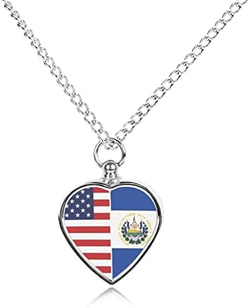 Флаг Салвадор и Америка във формата на Сърце, Украса за Кремация на домашни любимци, една Урна за Праха, Колие, Спомен