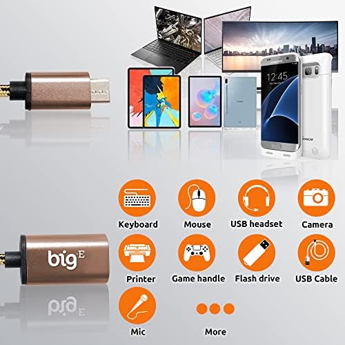 Адаптер Big-E C USB към USB 3.0 A конектор OTG, съвместим с Samsung Galaxy A7 (2017) за пълноценно свързване на кабел