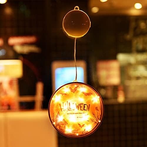Окачен лампа за декорация Хелоуин N /B, с помощта на абажура с цветен печат от PVC и led топки с механични превключватели,