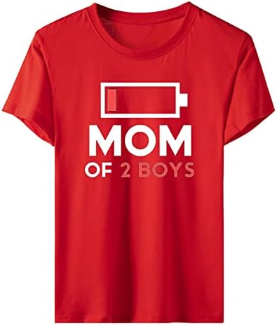 Риза за мама на 2 момчета, Подарък от Сина си за Деня на Майката, на Женската Риза, Туника, Летен Топ 2023, Блуза, Тениска