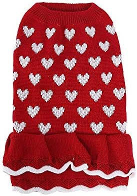 Dofyou Рокля-пуловер за малки Кучета, Пуловери За домашни любимци, Трикотаж, Червено Зимата на Топло Принцеса Рокля за