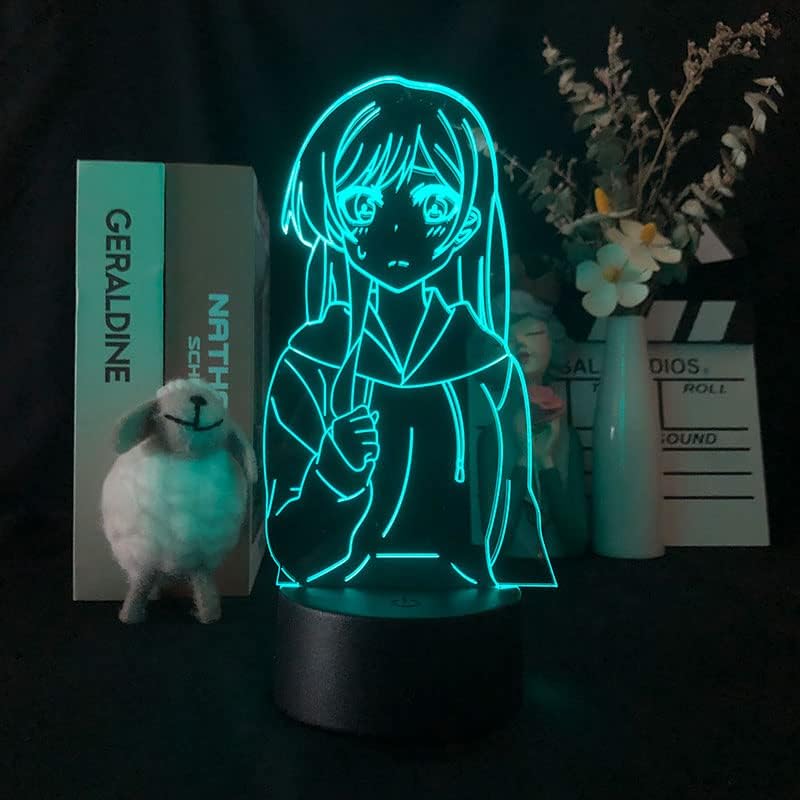 BUCROS Аниме аноджо Окарисимасу Чизуру Ичиносе 3D лека нощ за Феновете на 16 Цвята Декор Илюзия Led Лампа с Дистанционно