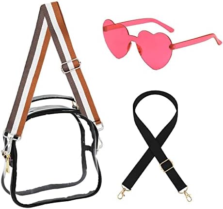Дамски чанта през рамо, одобрен Стадион, Лека Прозрачна Чанта с 2 Плечевыми колани и Слънчеви очила под формата на Розово