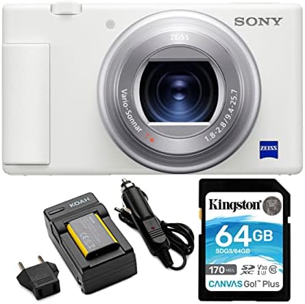 Камера Sony ZV-1 за създателите на съдържание и видеоблоггеров (бяла) В комплект с акумулаторна батерия NP-BX1 със зарядно