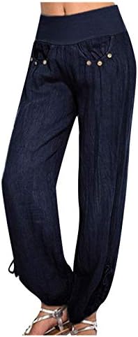 MIASHUI гамаши, с джобове, големи размери, обикновена свободни панталони, ежедневни дамски модни панталони с копчета,