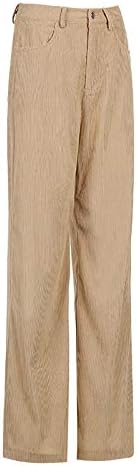 RONGXI Директни Вельветовые Панталони с джобове на Кръста, Дамски Панталони със Средна дължина, Прав Вельветовые Панталони,