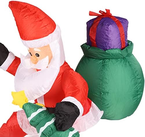 Коледни Надуваеми играчки FOSA Дядо Коледа, Езда на Медведе, Украса с led Осветление, Коледна Надуваема играчка за празника