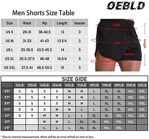 OEBLD Спортни къси Панталони за Мъже, 3-Инчов бързо съхнещи Спортни Шорти за Бягане с Джобове с цип
