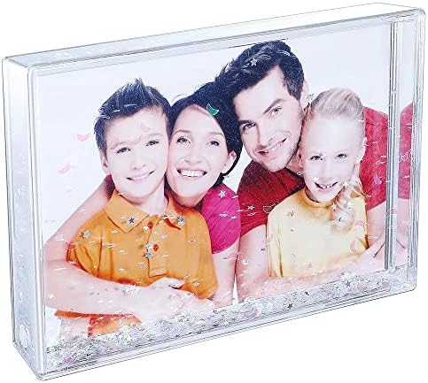 RDH Лъскава Рамка За снимки от Акрил Приятели на Семейството Снежна Топка Фоторамка Подаръци (сребро 4x6)