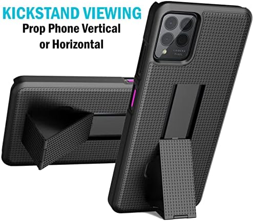 Калъф с клипс за T-Mobile REVVL 6 Pro 5G (2022), тънък твърд калъф за телефон Nakedcellphone със стойка и [Въртяща се