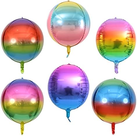 22-Инчов Модел Балон 6 бр.|Огледало на 360 Градуса, 4D с Преливащи се цветове Балони Балони|Градиентный Дъгата Балон|3D