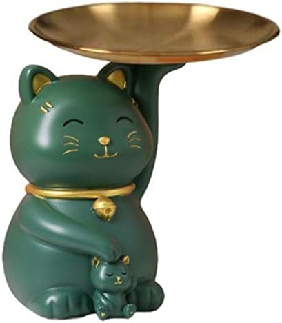 MMLLZEL Украса за съхранение Лъки Cat Ключ За работния плот Очарователна фигурка на Котка Съдбата Тава Статуя Декор Творчески