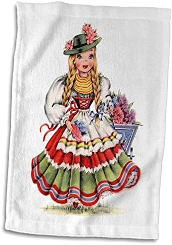 3D Роза Флорен - Ретро - Принт ретро-немската кукла В родния си рокля - Кърпи (twl-205248-1)