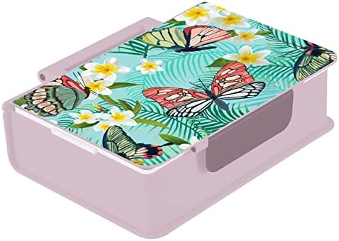 Кутия за Bento-ланча ALAZA Butterfly с цветя и палмови листа, Херметични Контейнери за обяд, които не съдържат BPA, с