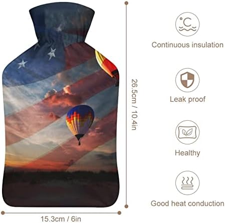 Балони, Лети при Изгрев слънце в Знамето на САЩ Бутилка за Гореща Вода, с Мек капак 1Л Голяма Класически Чанта-Топло
