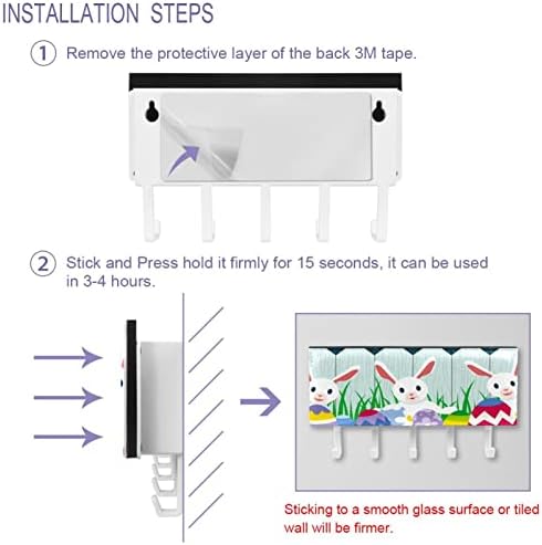Честит Великден Бъни Яйце Сладки Зайчета Багажник Органайзер с 5 Куки Стенни полици за Баня, Кухня Багажник богат на