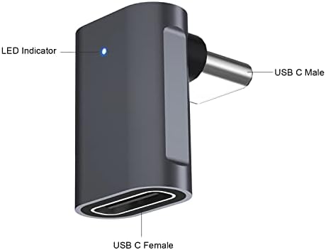 Jadebones Правоъгълен USB адаптер C (комплект от 2 теми), нагоре и надолу на 90 градуса Тип C Конектор за бързо зареждане
