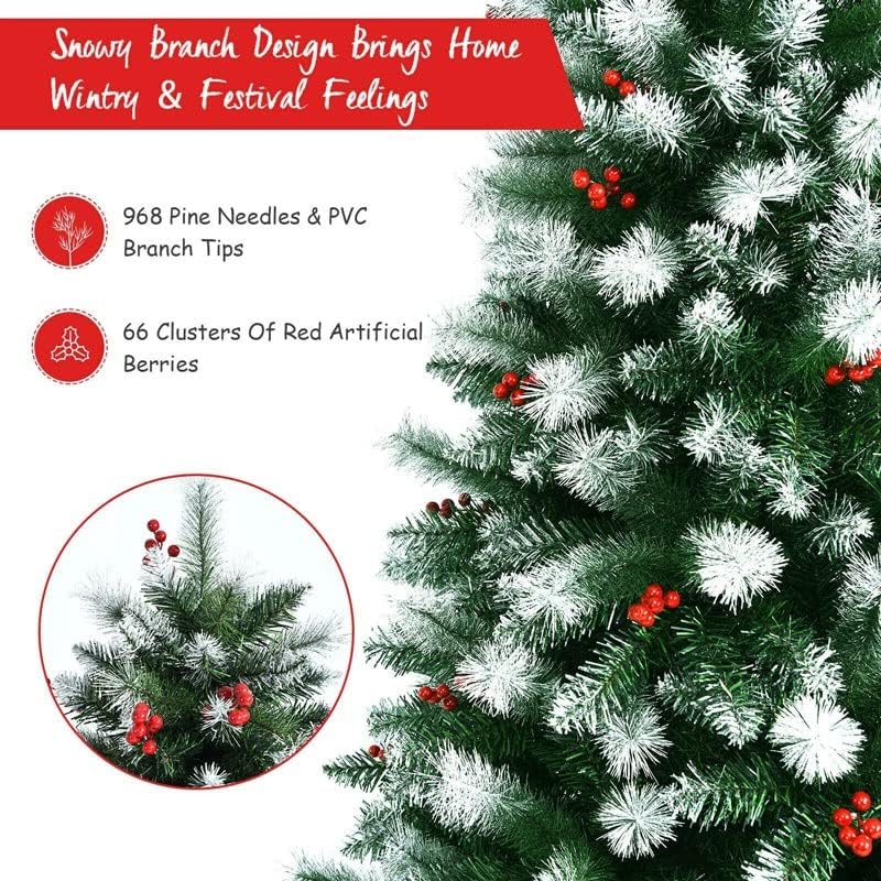 n / a 6-подножието Неосвещенная навесная Изкуствена Коледна елха С Заснеженными върховете и Червени плодове