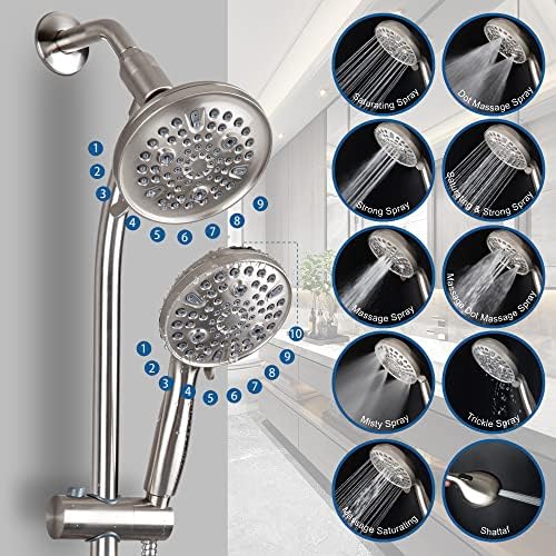 Комбинирана дюза за душ с ръчен / дъждовно 82 режими за високо налягане с 3-лентов приставка за душ с регулируема дюза