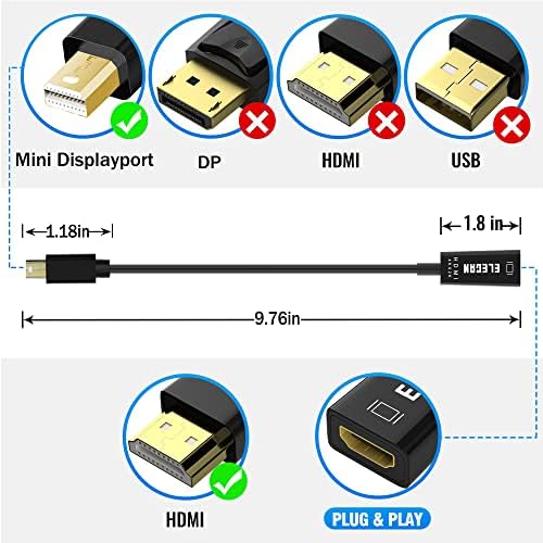 Кабел-адаптер Elecan DisplayPort-HDMI, 4K при 30 Hz 2K при 60 Hz 1080P с позлатените DP (дисплейным пристанище), преобразувател