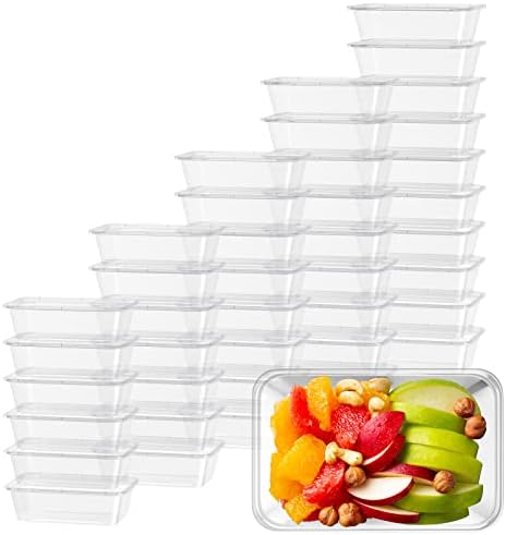 Bokon 100 Опаковане. Пластмасов Контейнер за приготвяне на храна с Капаци, Прозрачни за Еднократна употреба Штабелируемые
