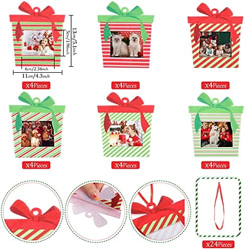 24 Парчета Коледни Рамки за Декорация на Снимки Подарък Кутия за Декорация За Коледни Рамки за снимки, Пухкава Висящи