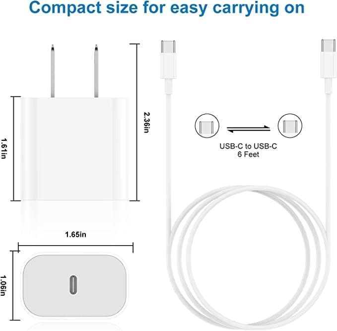 Бързо зарядно устройство, USB C мощност от 20 W за iPad Pro 12,9, 11 инча 2018, iPad Air 5/4 10,9 см 2022/2020, iPad