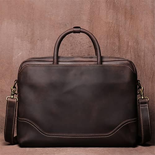 N/A Реколтата, Чанти, Чанта, Мъжка чанта на рамото от естествена кожа, Мъжки Кафяв Ежедневна чанта за лаптоп 15,6 инча
