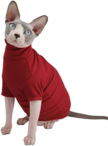 Риза за котки Sphynx Без вълна, Памук Пуловер-Поло за котки, Пуловер, Тениска с Коте и ръкави, Пижами за Котки, Гащеризон