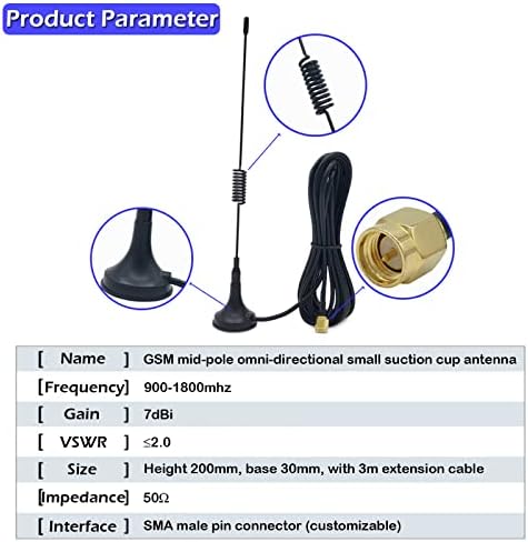 Geekstory GSM Антена 900-1800 Mhz двойна лента Мобилен Усилвател на Сигнала на Външните Антени на Присоске 3 М SMA Конектор