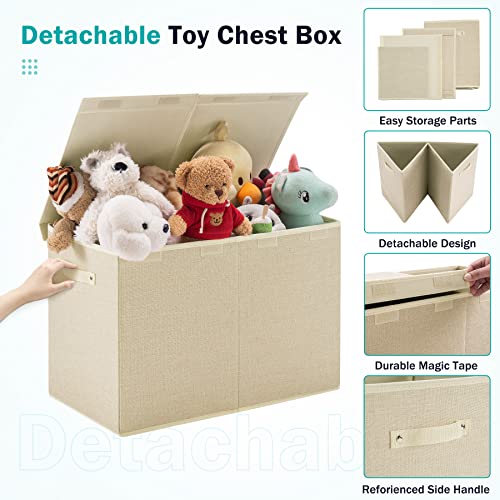 YOUDENOVA Toy Box Съкровище-Органайзер За съхранение, Много Голяма детска Кутия за играчки с Двойни Панти Капак, Сгъваеми