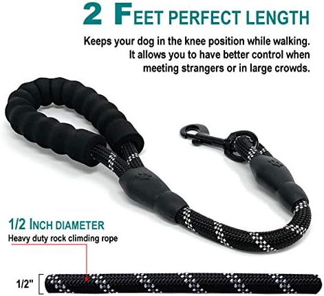 PETnSport Кратък каишка за дресура на кучета с дължина 2 метра - Ръководство на каишка за слепи кучета с мека дръжка