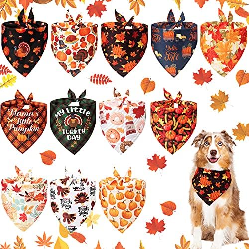 12 Бр. Кърпа за домашни любимци в Деня на Благодарността, Есенни Кърпи за Кучета, Аксесоари за Есента на облекла за Кучета,