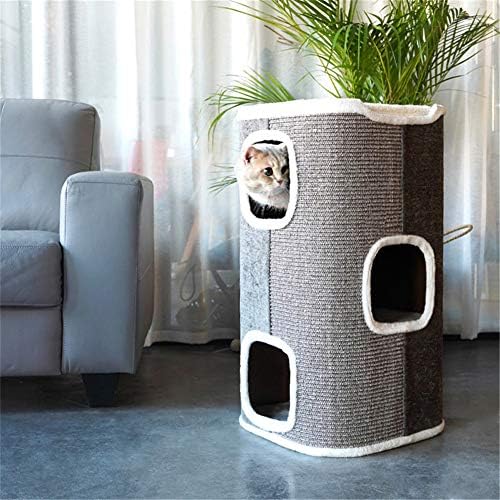 Апартамент N / C Sisal cat Tree Tower Apartment, богат на функции Рамка за катерене котки, Затворен трехслойная полк,