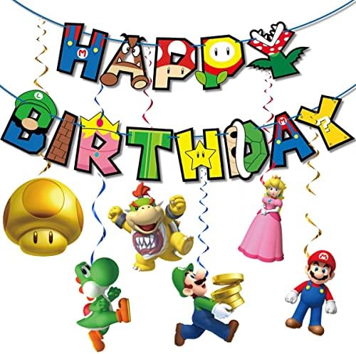 Тематичен Банер честит Рожден Ден на Марио за украса на парти по Случай рождения Ден