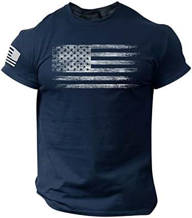 ZEFOTIM 4 юли Ризи за Мъже с Къс Ръкав И Кръгло Деколте Американски Флаг Спортни Ризи Ежедневни Летни Модни Тънки Тениски