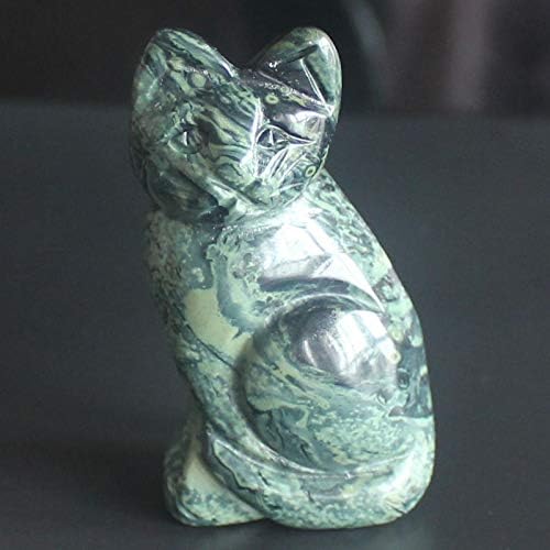 2'Ручная Резба Смесен Скъпоценен Камък Crystal котка Фигурка на Животно Резба на Животните (Зелен Авантюрин)