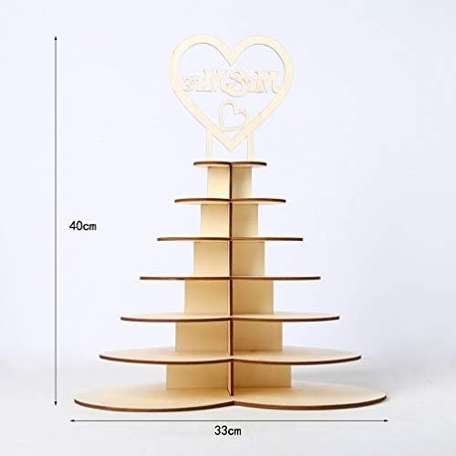Happyyami 7-Слойная Сватба Парти Дърво Кула Дървена Поставка За Дисплея на формата На Сърце Маса За Печене на Кексчета