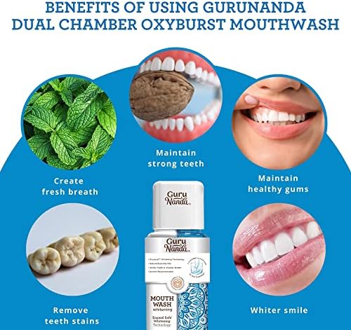 Избелващ омекотители за устата GuruNanda Dual Barrel Oxyburst - Без алкохол и флуор, изработен от натурални етерични